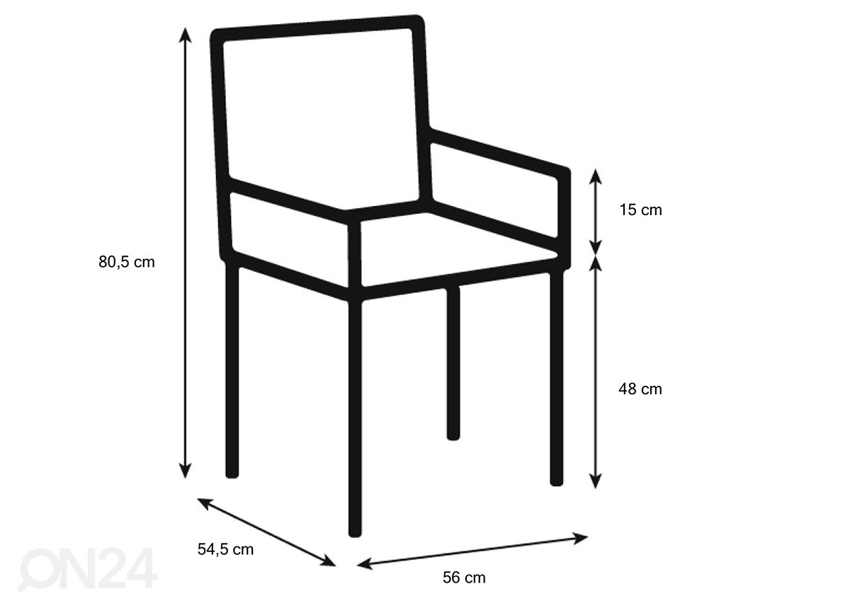 Ruokapöydän tuolit Elen, 2 kpl kuvasuurennos mitat