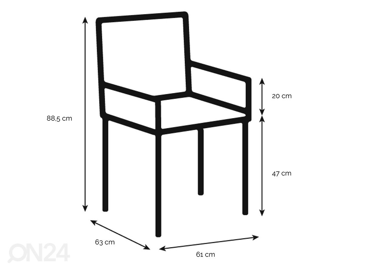 Ruokapöydän tuolit Sofi, 2 kpl kuvasuurennos mitat
