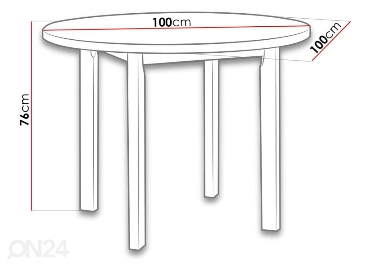 Ruokapöytä Ø 100 cm kuvasuurennos mitat