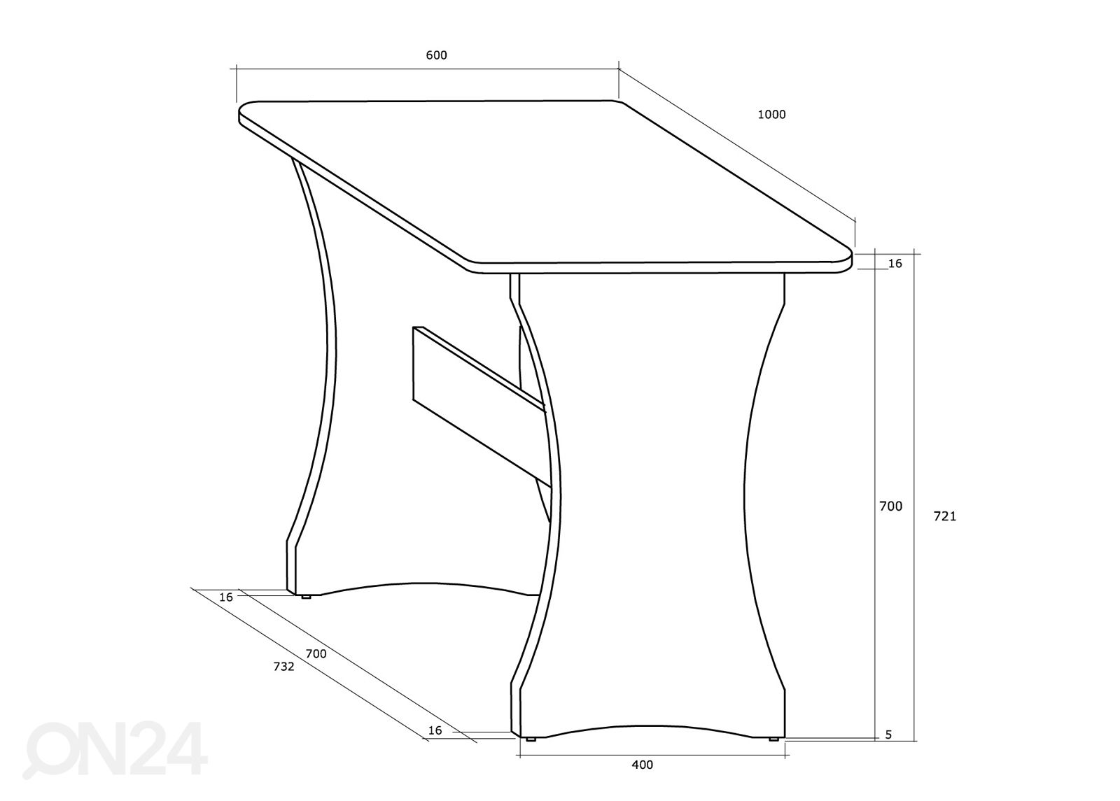 Ruokapöytä 100x60 cm kuvasuurennos mitat