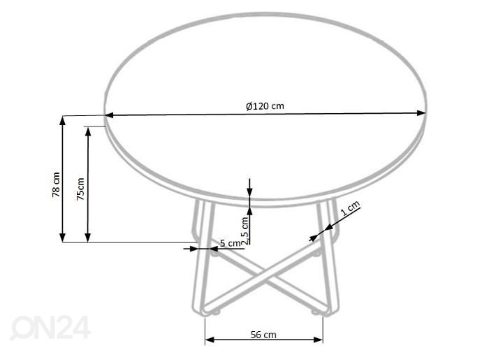 Ruokapöytä 120 cm kuvasuurennos mitat