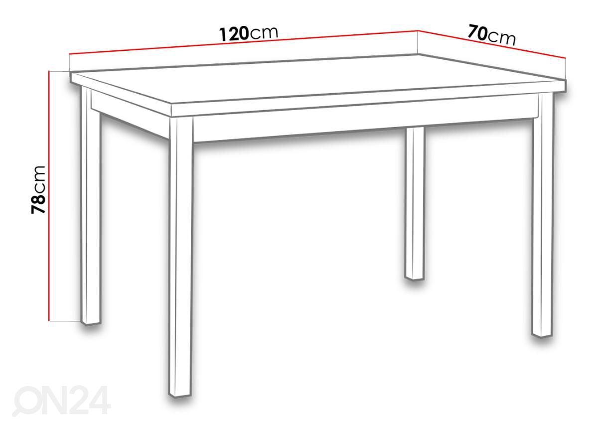 Ruokapöytä 120x70 cm kuvasuurennos mitat