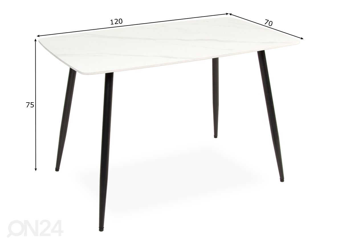 Ruokapöytä 120x70 cm kuvasuurennos mitat