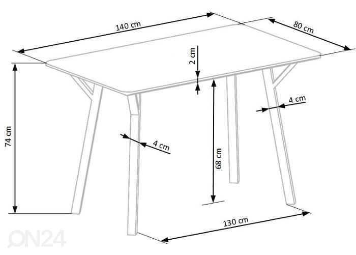 Ruokapöytä 140x80 cm kuvasuurennos mitat