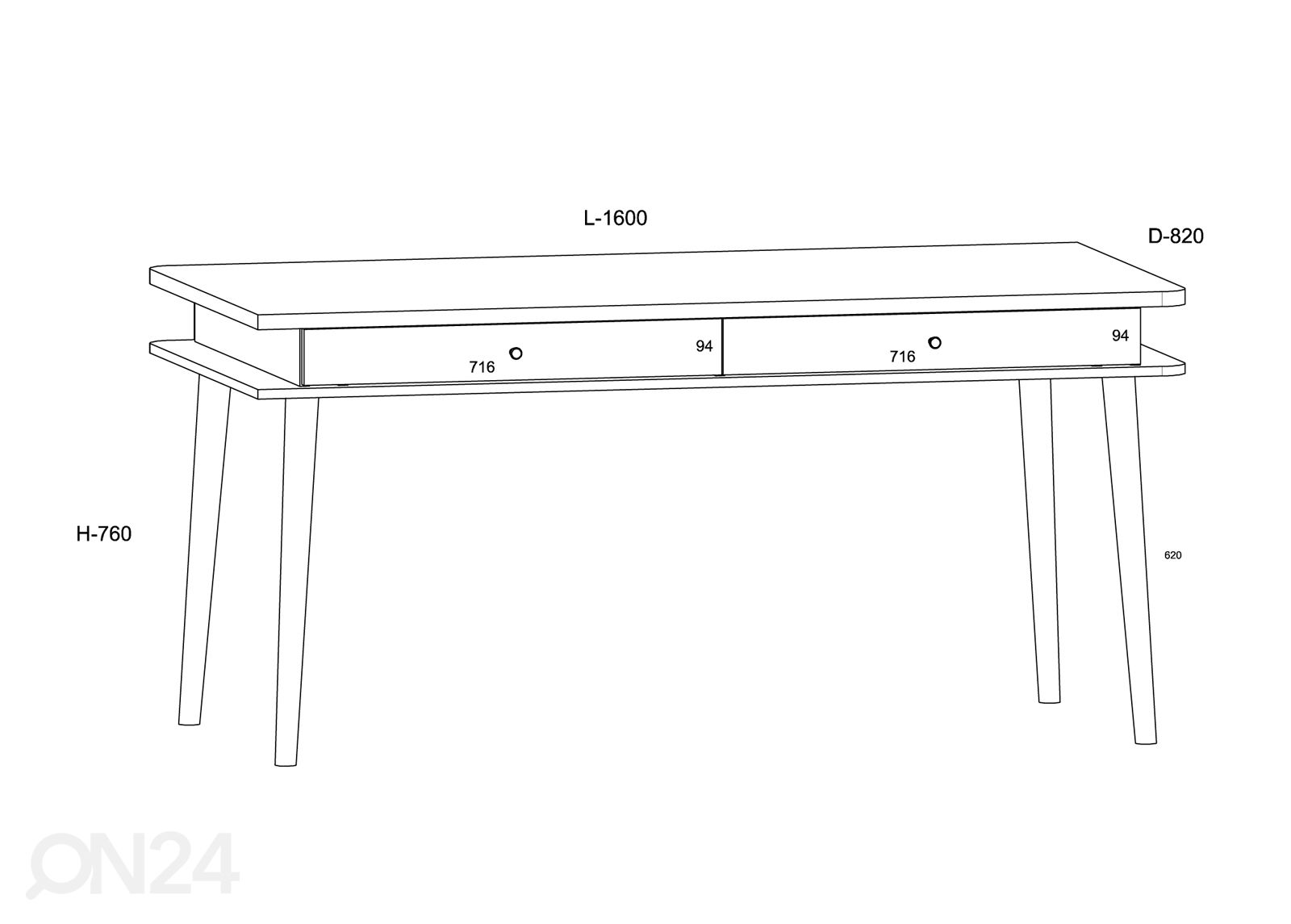 Ruokapöytä 160x82 cm kuvasuurennos mitat