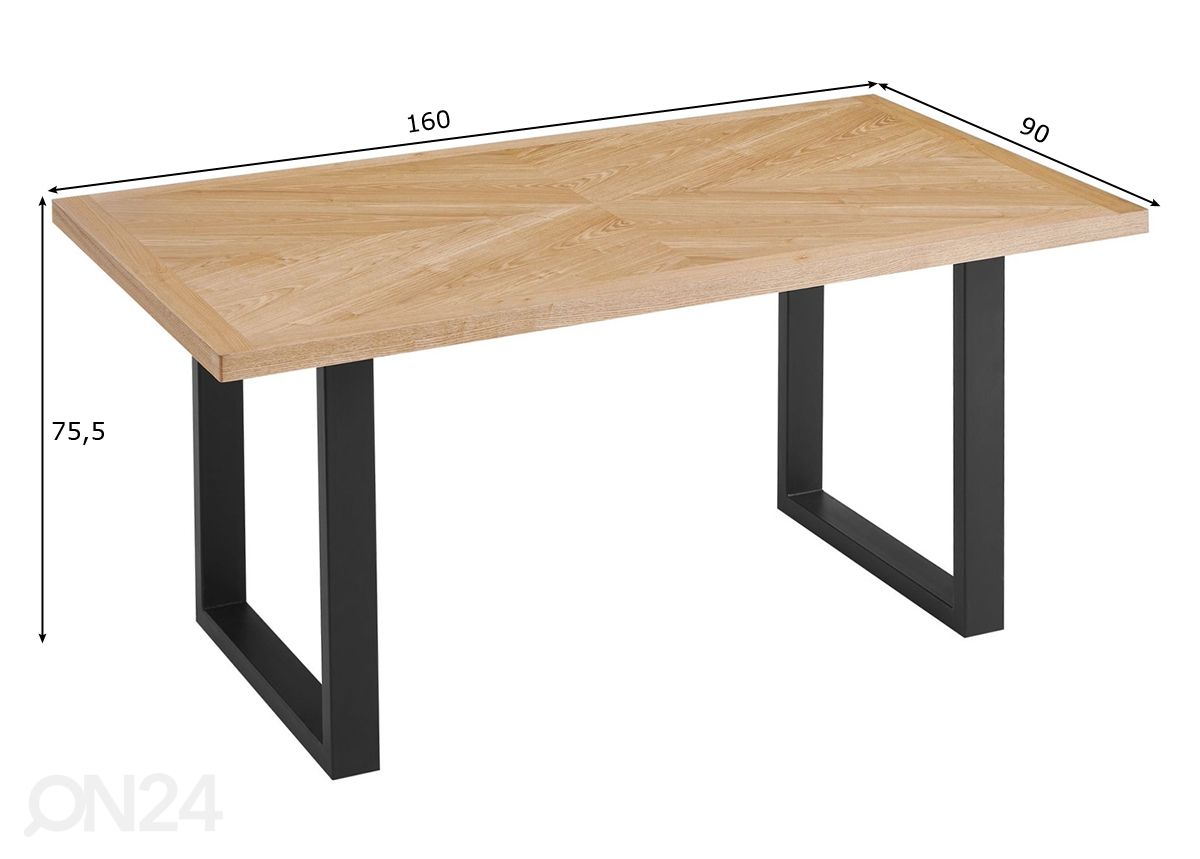 Ruokapöytä 160x90 cm kuvasuurennos mitat