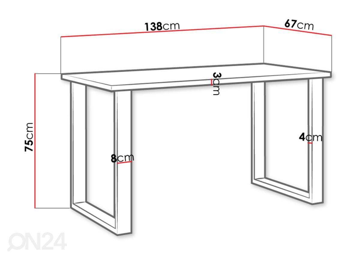 Ruokapöytä 67x138 cm kuvasuurennos mitat