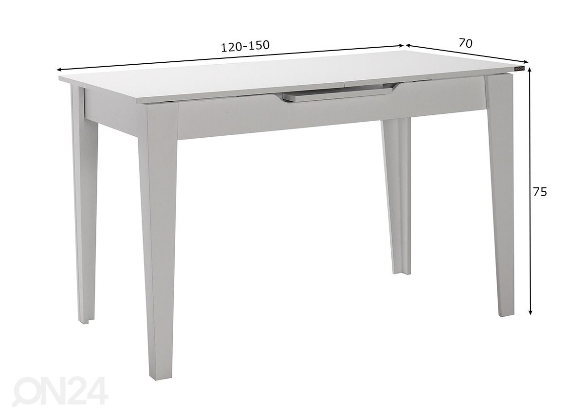 Ruokapöytä 70x120-150 cm kuvasuurennos mitat