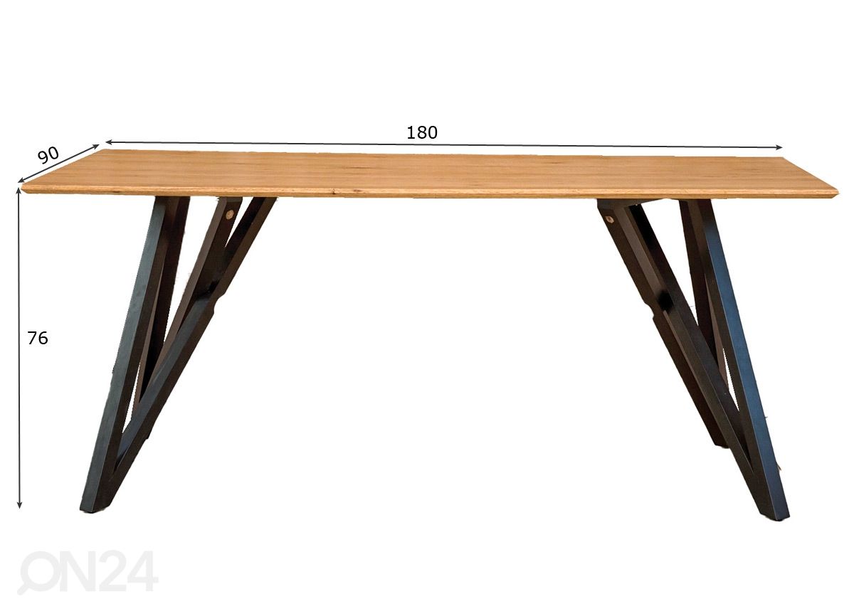 Ruokapöytä 90x180 cm kuvasuurennos mitat