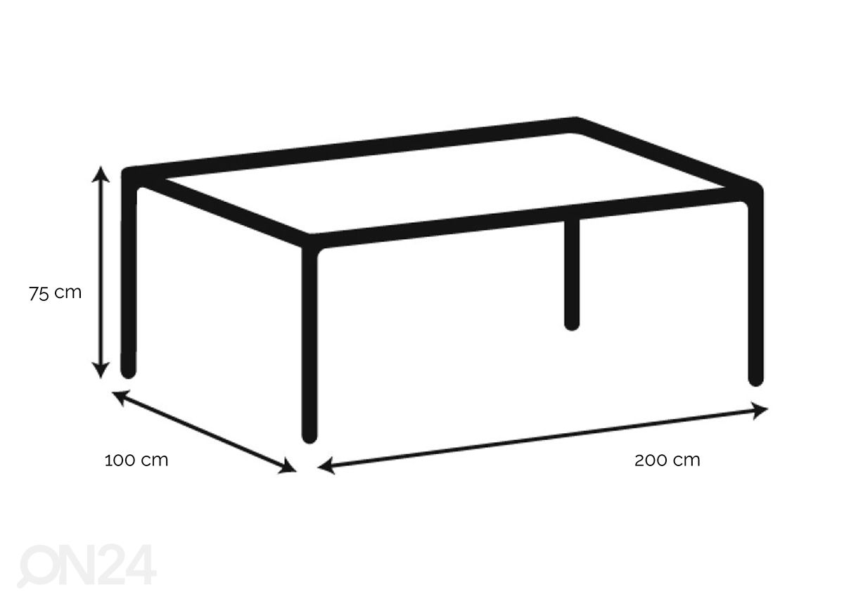 Ruokapöytä Assens 100x200 cm kuvasuurennos mitat