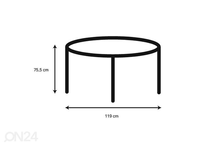 Ruokapöytä Beira Ø 119 cm kuvasuurennos mitat