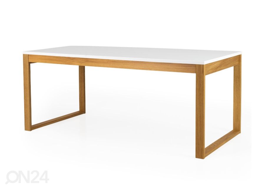 Ruokapöytä Birka 180x90 cm, valkoinen/ tammi kuvasuurennos