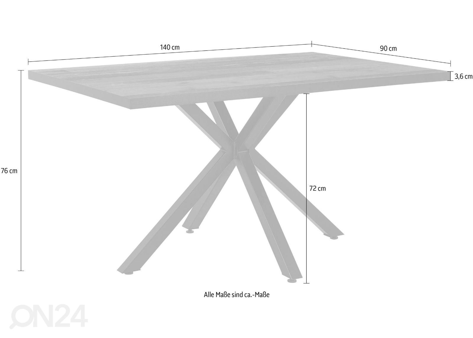 Ruokapöytä Cleo I 90x140 cm kuvasuurennos mitat