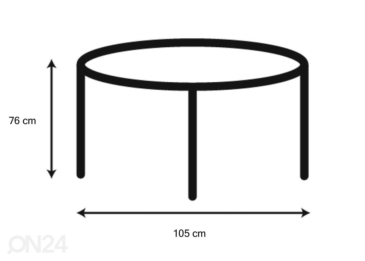 Ruokapöytä Concord Ø105 cm kuvasuurennos mitat