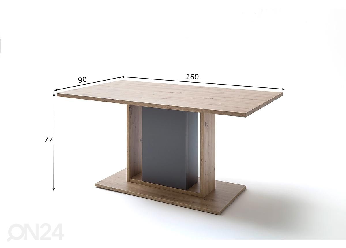 Ruokapöytä Lizzano 160x90 cm kuvasuurennos mitat