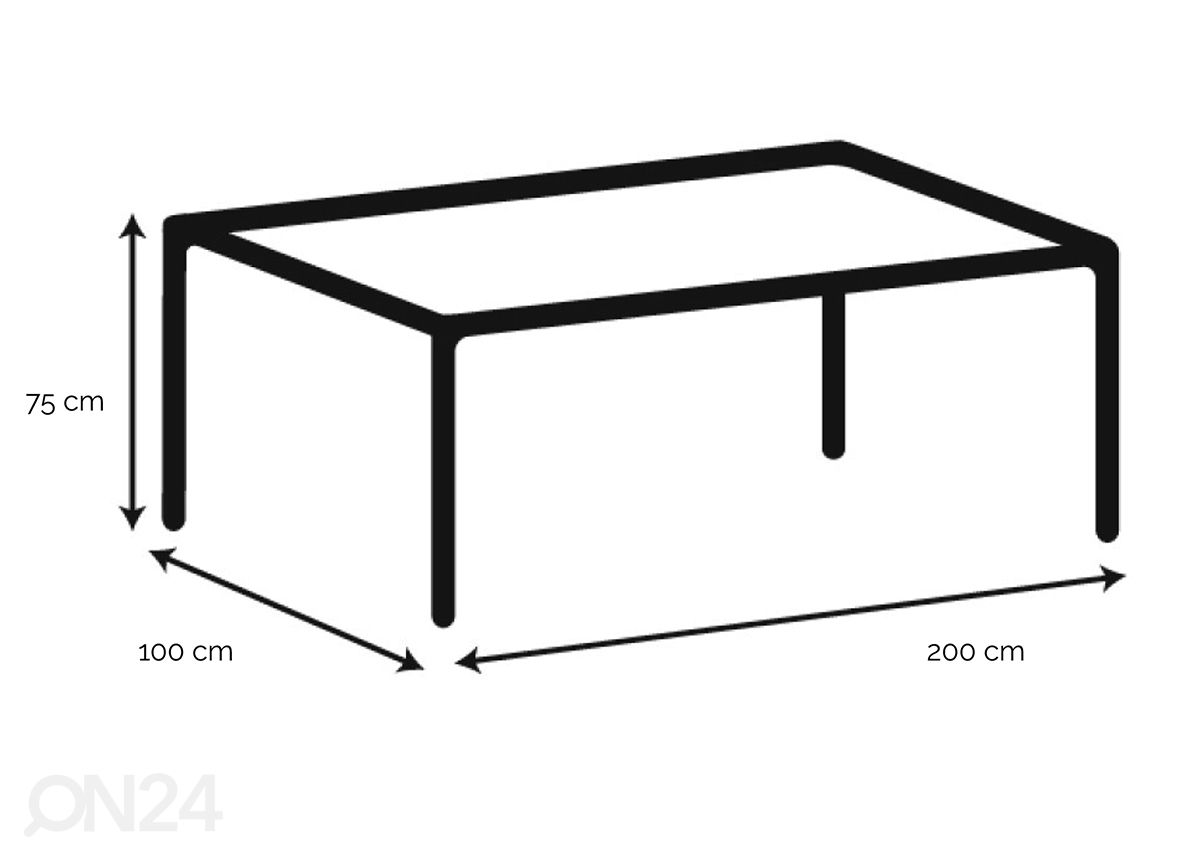 Ruokapöytä Ludvig 100x200 cm kuvasuurennos mitat