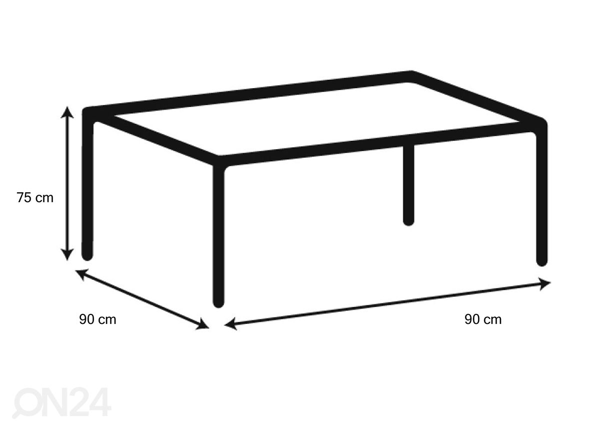 Ruokapöytä Maria 90x90 cm kuvasuurennos mitat
