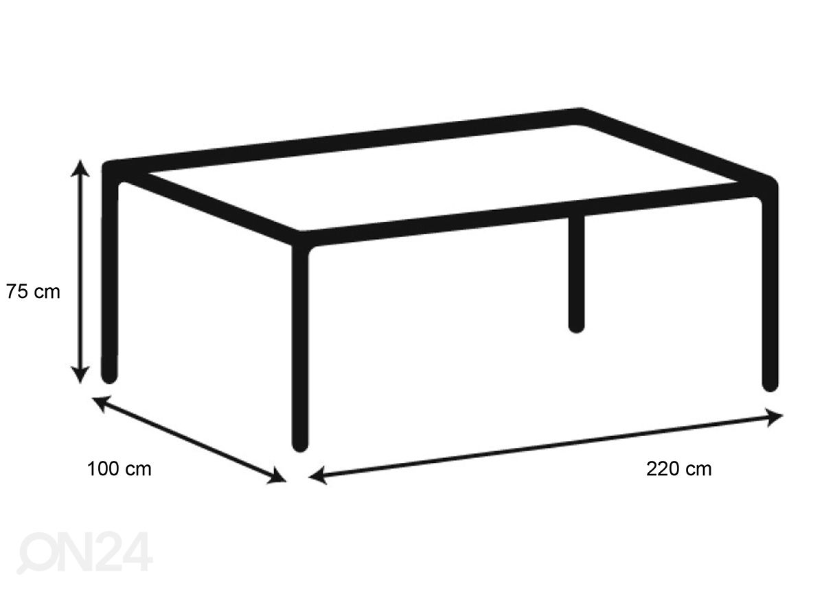 Ruokapöytä Marta 100x220 cm kuvasuurennos mitat