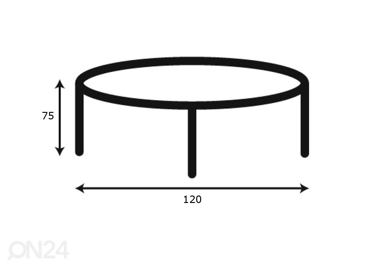 Ruokapöytä Miami Ø120 cm kuvasuurennos mitat