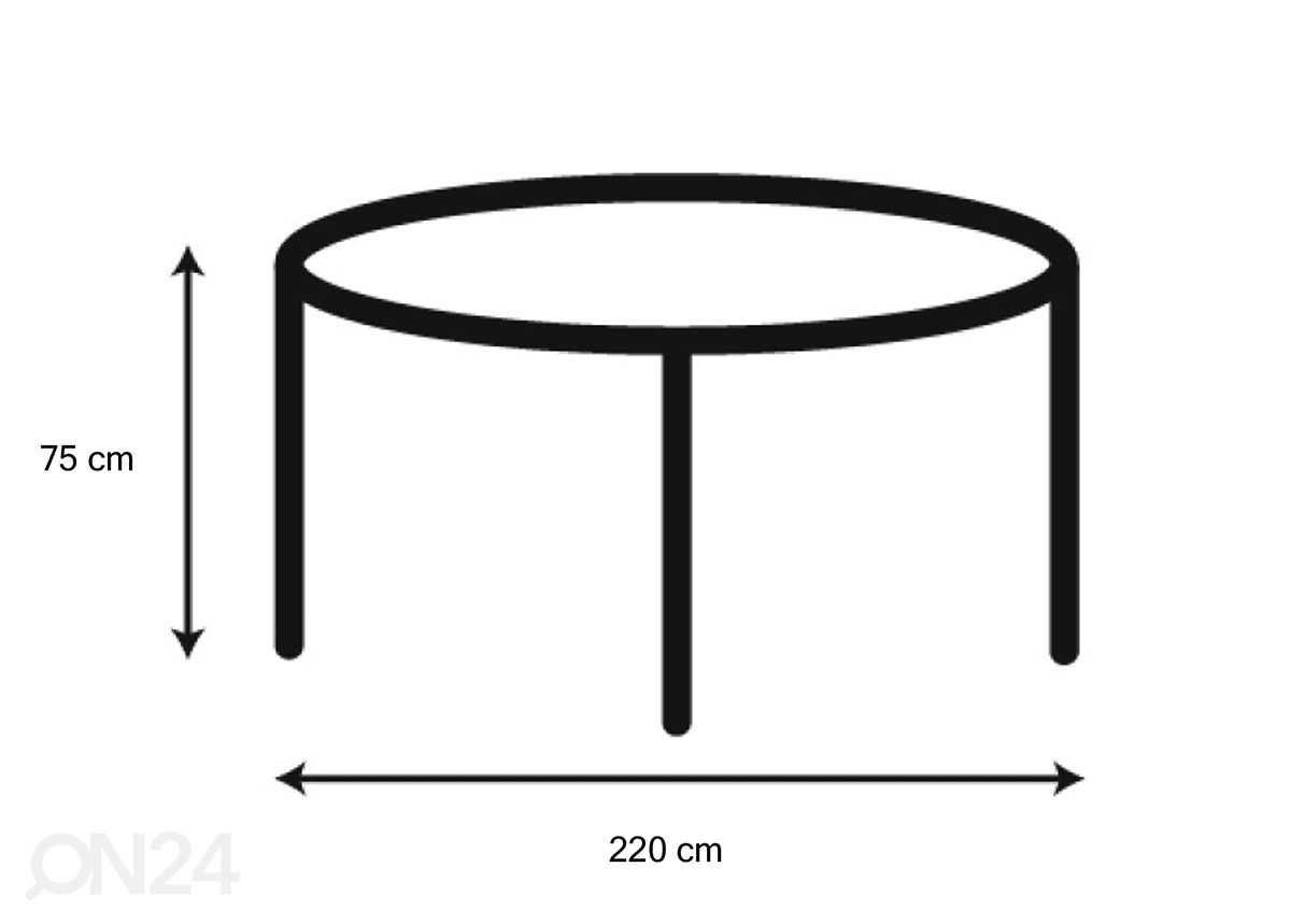 Ruokapöytä Neva Ø120/220x75 cm kuvasuurennos mitat