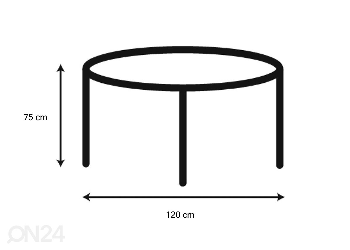 Ruokapöytä Neva Ø120 cm kuvasuurennos mitat