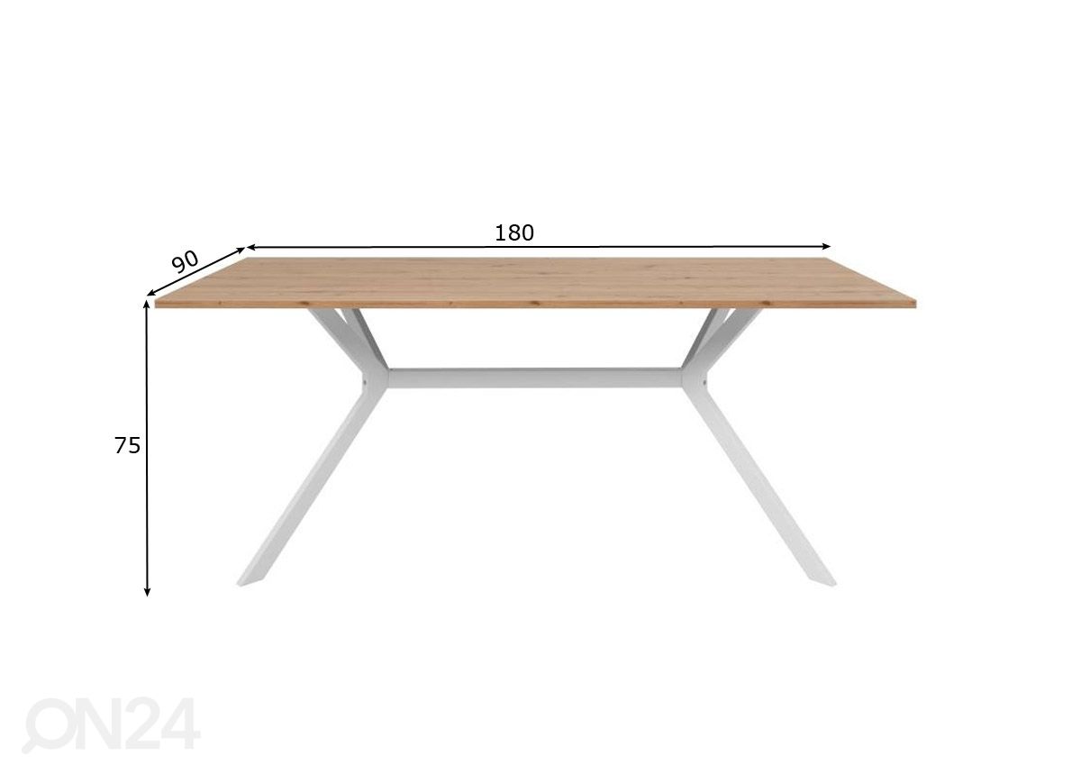 Ruokapöytä Onex 90x180 cm kuvasuurennos mitat