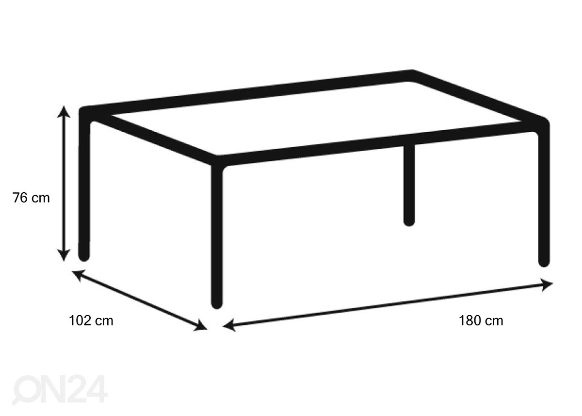 Ruokapöytä Pascal 102x180 cm kuvasuurennos mitat