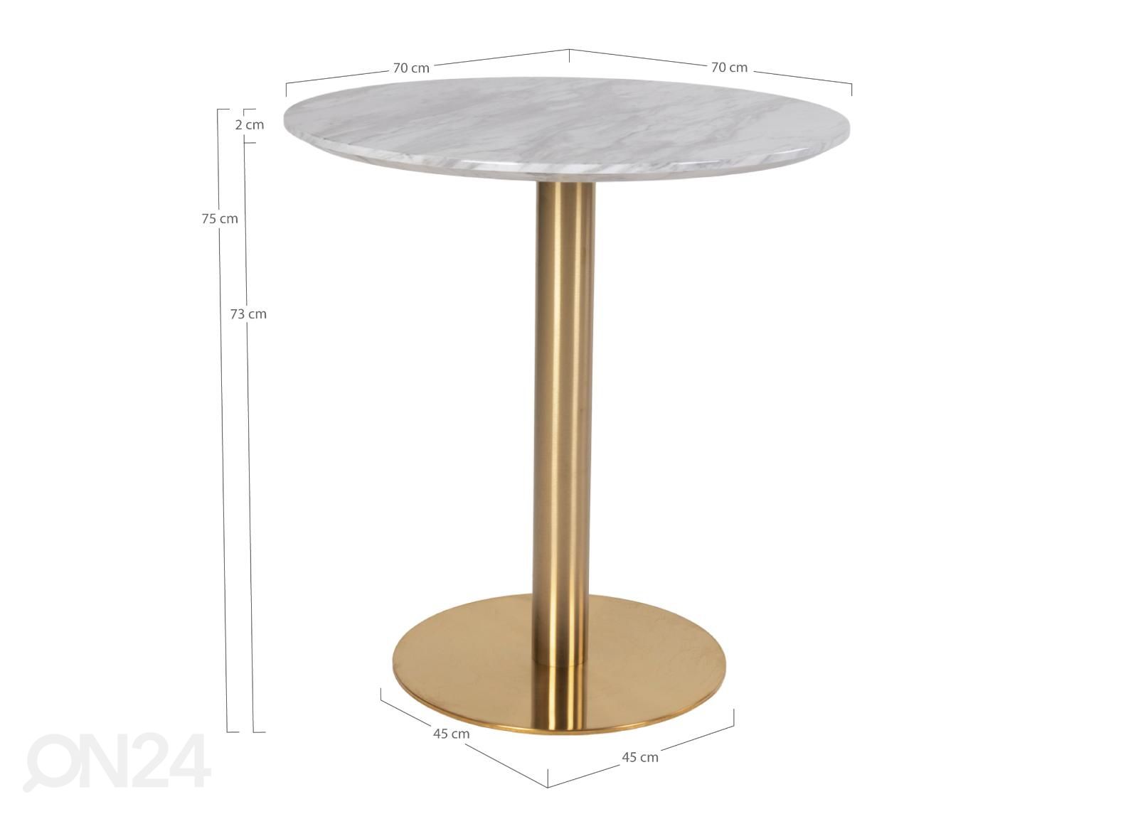 Ruokapöytä Piacenza Ø70 cm kuvasuurennos mitat