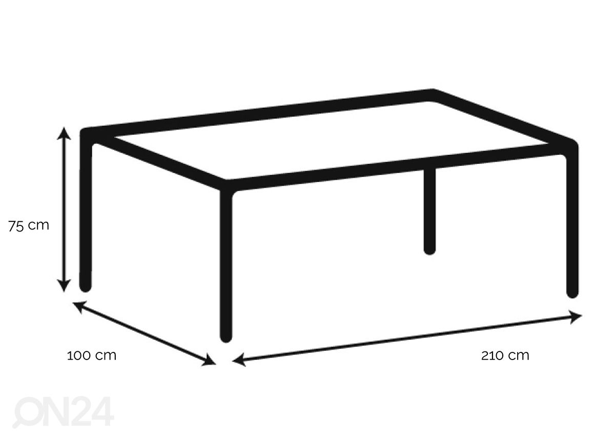 Ruokapöytä Ronne 100x210 cm kuvasuurennos mitat