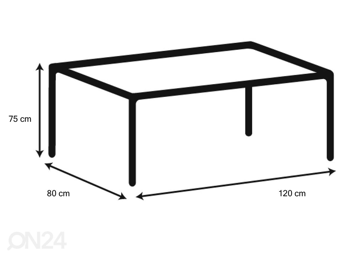 Ruokapöytä Santo 80x120 cm kuvasuurennos mitat