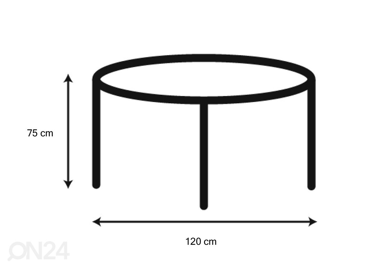 Ruokapöytä Skive Ø120 cm kuvasuurennos mitat