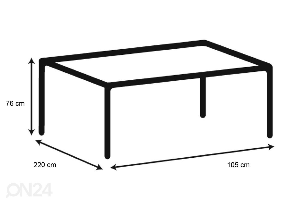 Ruokapöytä Skive 220x105 cm kuvasuurennos mitat
