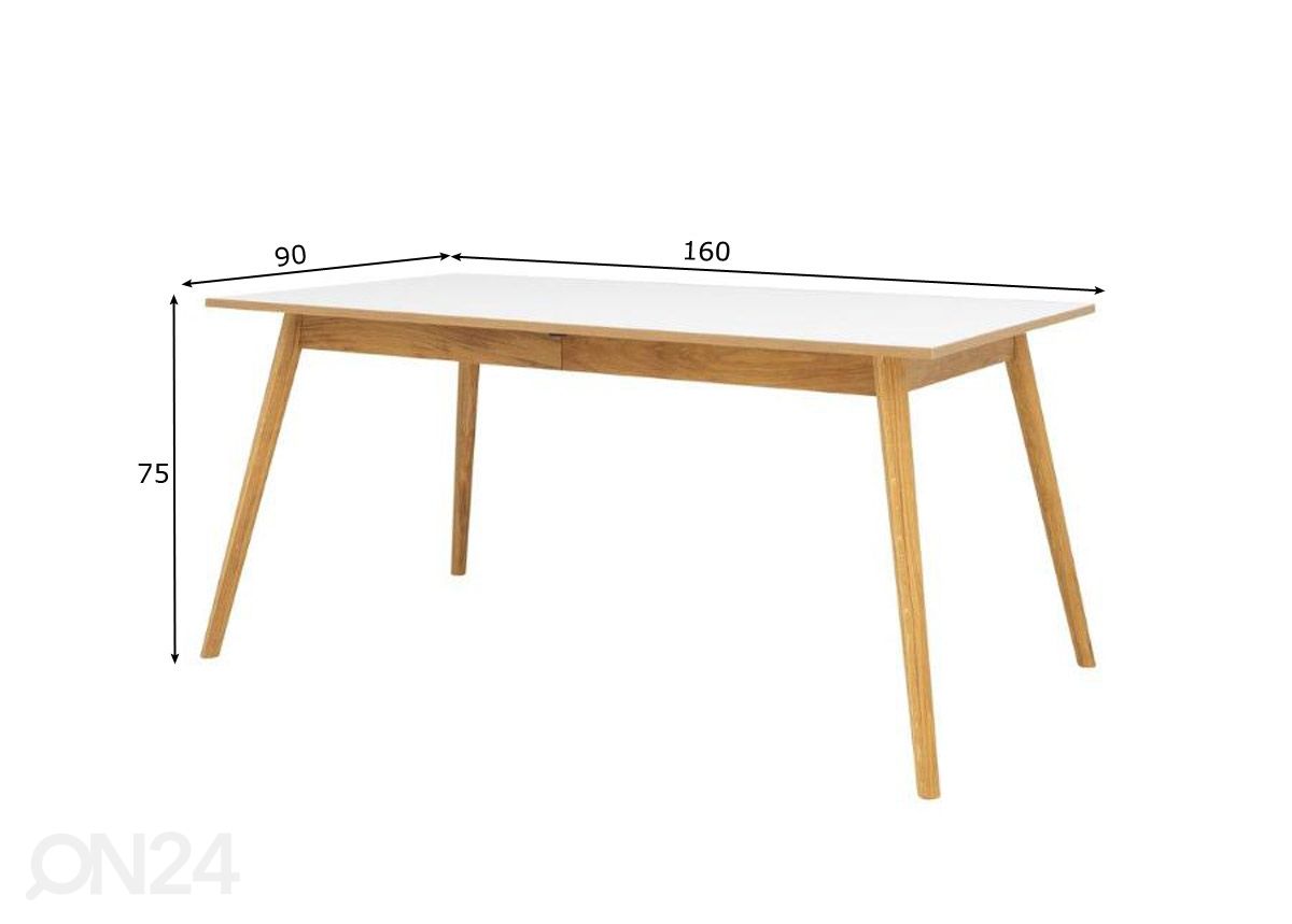 Ruokapöytä Tenzo Dot 160x90 cm kuvasuurennos mitat