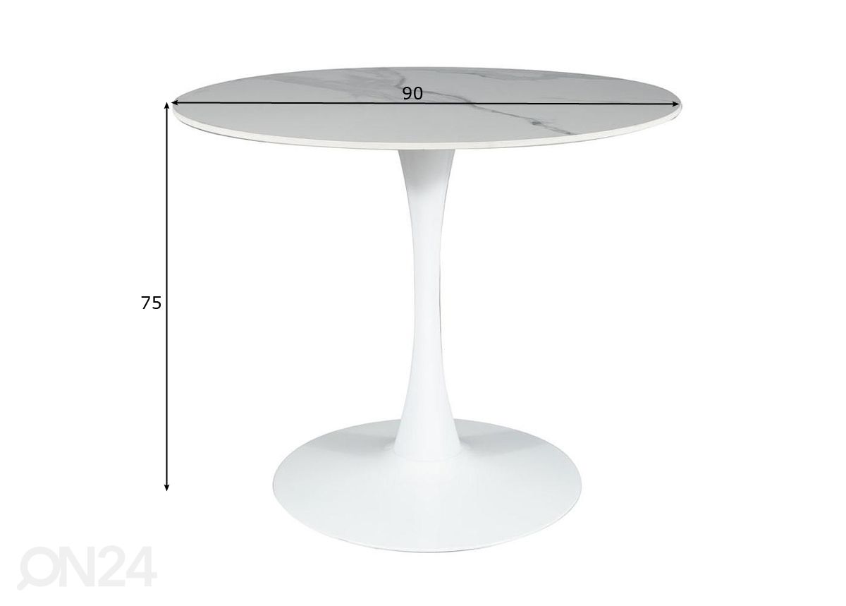 Ruokapöytä Verte Ø 90 cm kuvasuurennos mitat
