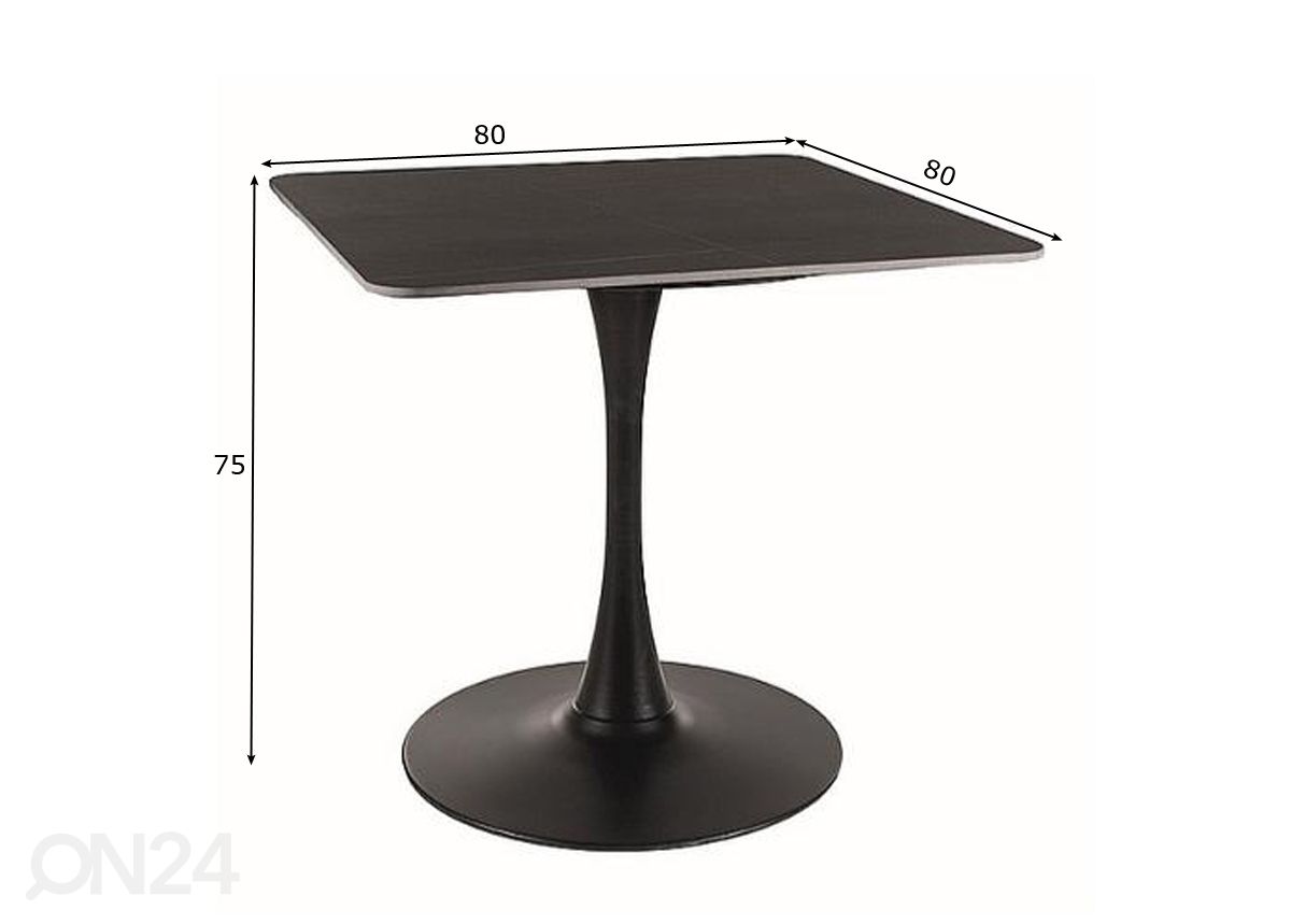Ruokapöytä Verte 80x80 cm kuvasuurennos mitat