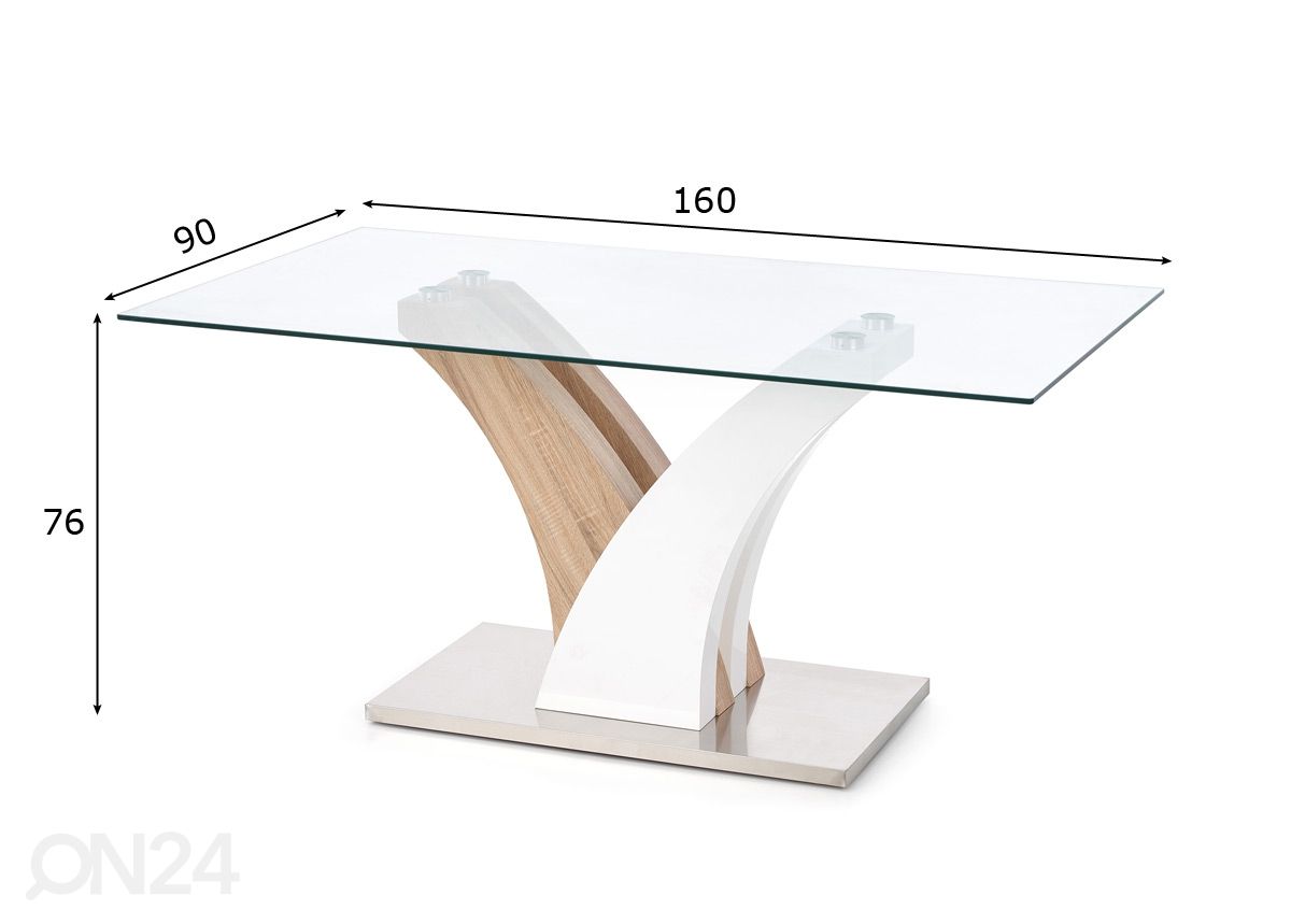 Ruokapöytä Vilmer 160x90 cm kuvasuurennos mitat