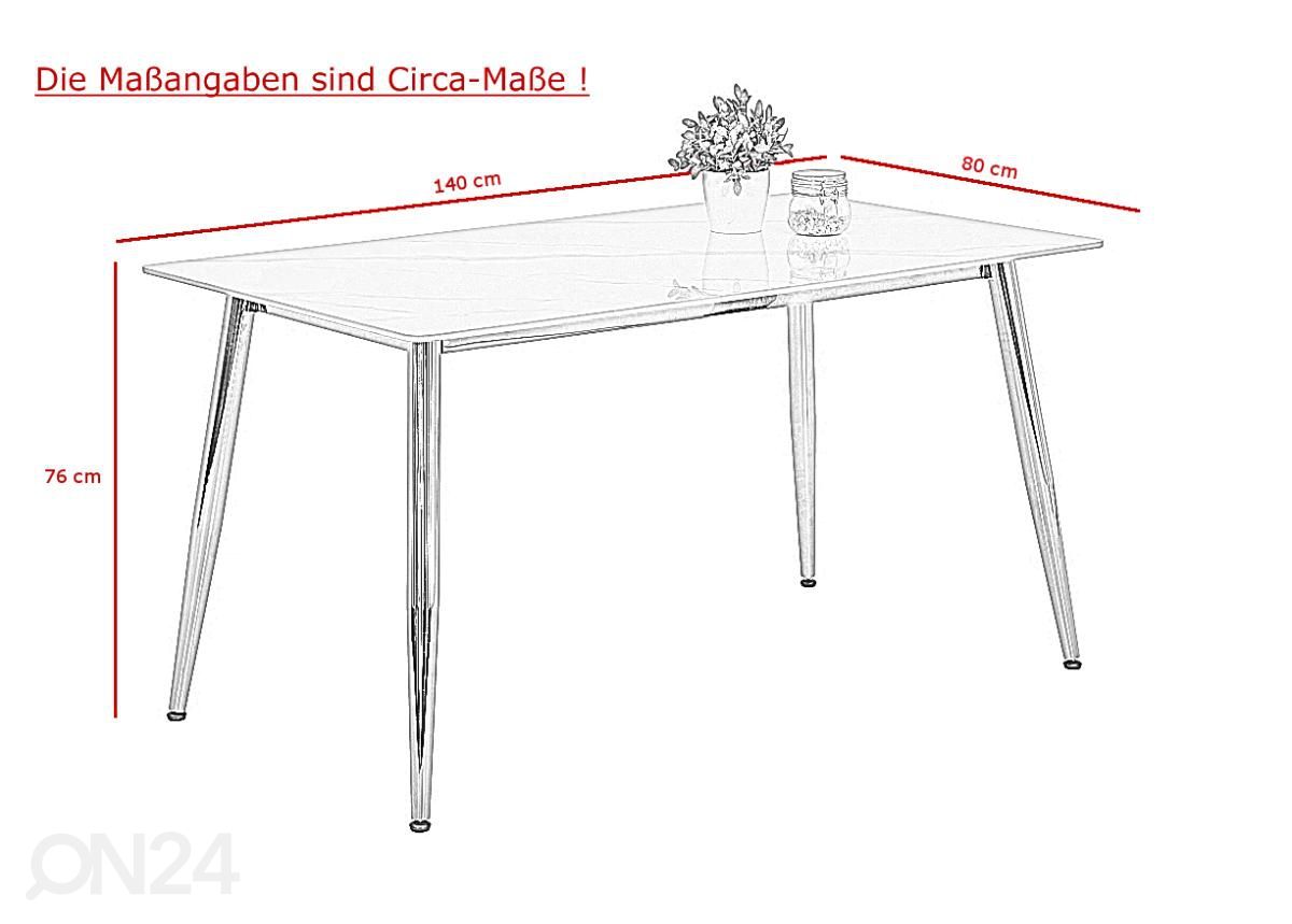 Ruokapöytä Xenia 80x140 cm kuvasuurennos mitat