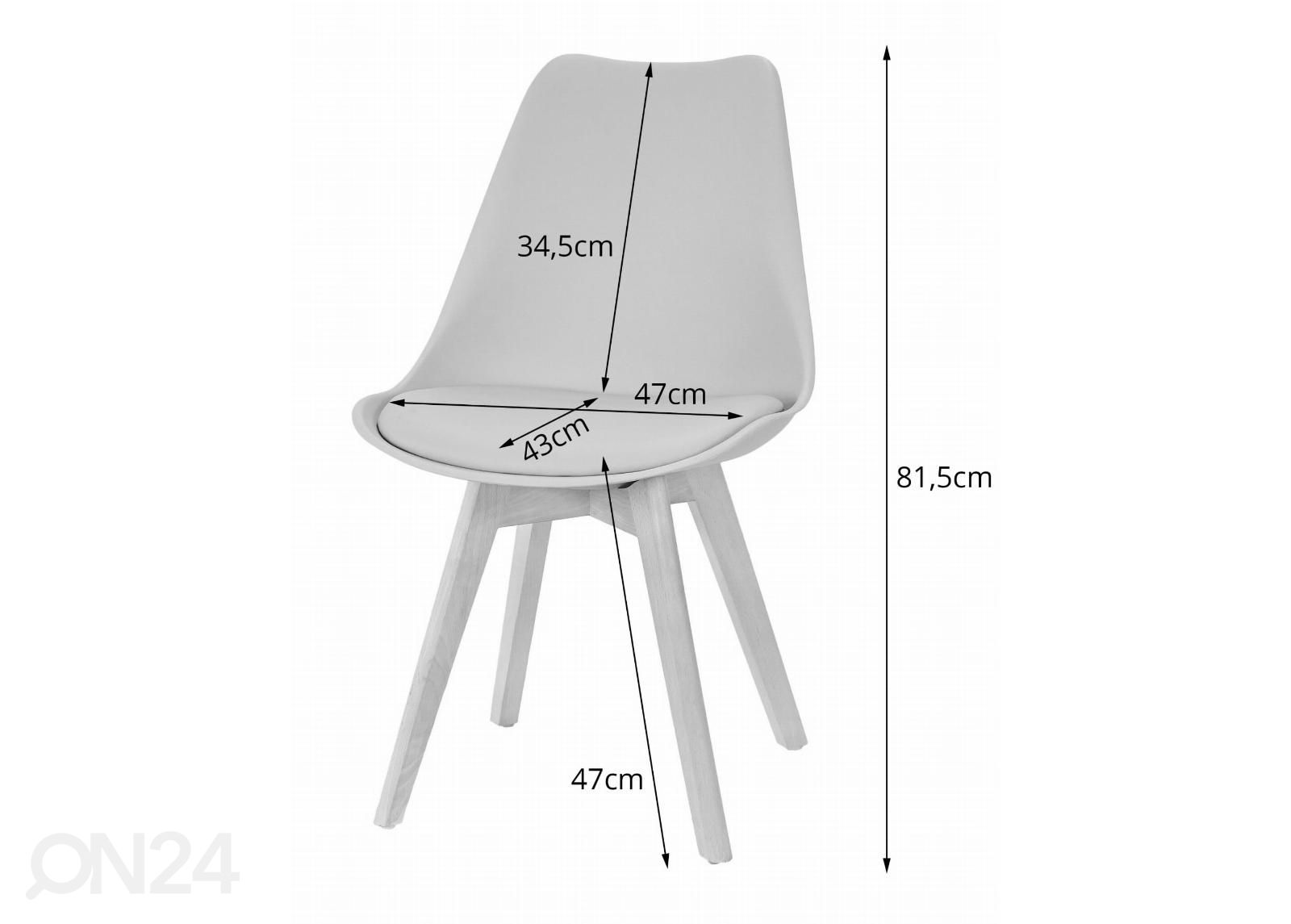 Ruokatuolit 2 kpl, musta / luonnollinen kuvasuurennos mitat