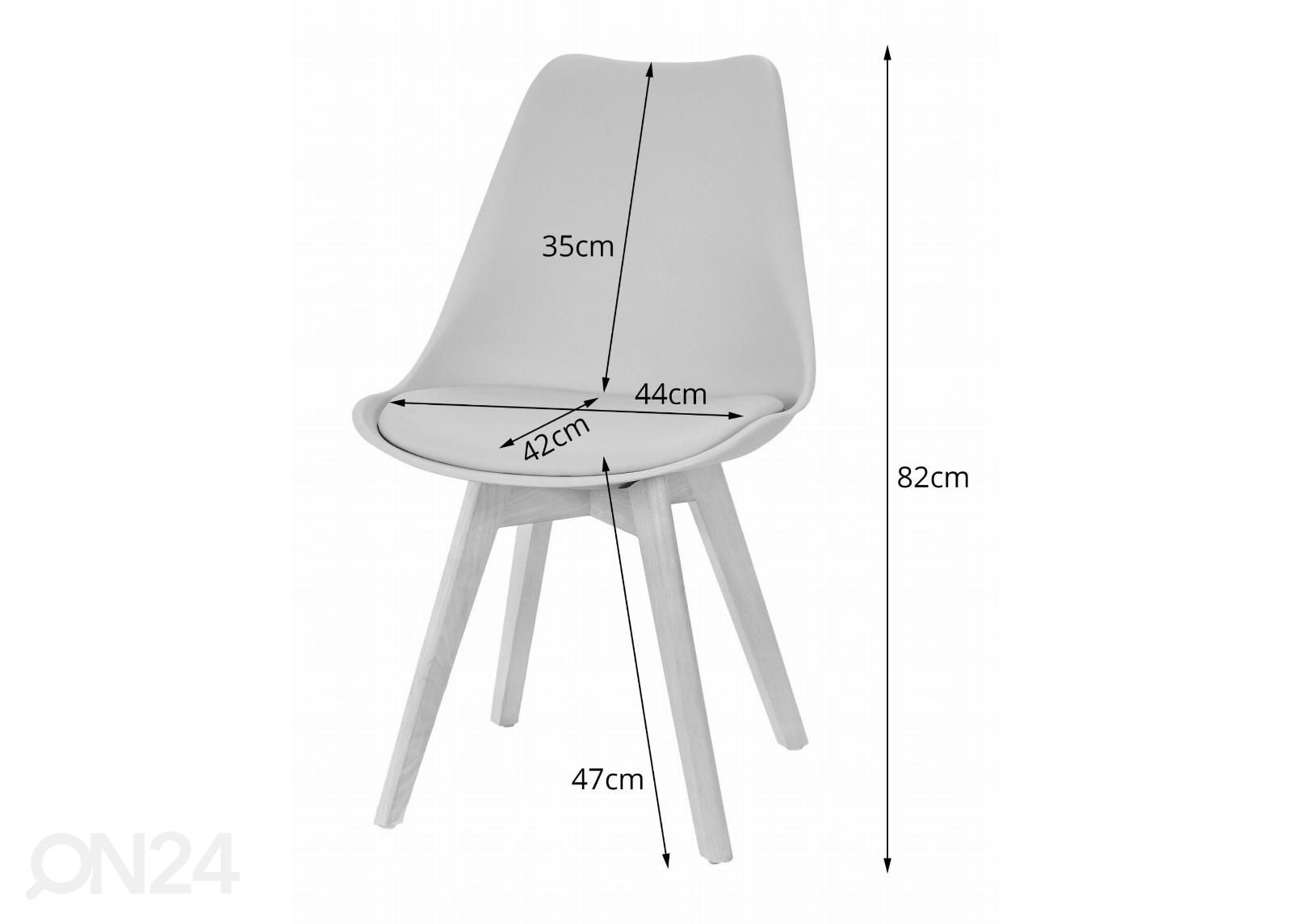 Ruokatuolit 4 kpl, harmaa / luonnollinen kuvasuurennos mitat