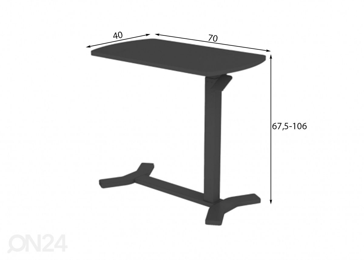 Säädettävä työpöytä Ergo kuvasuurennos mitat