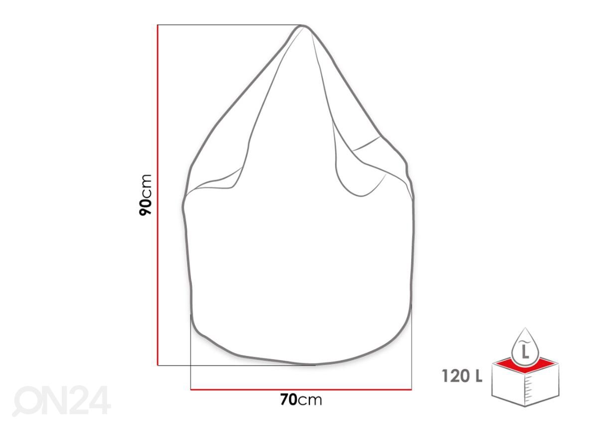 Säkkituoli 120 L kuvasuurennos mitat