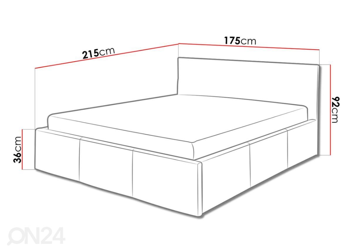 Sänky 160x200 cm kuvasuurennos mitat