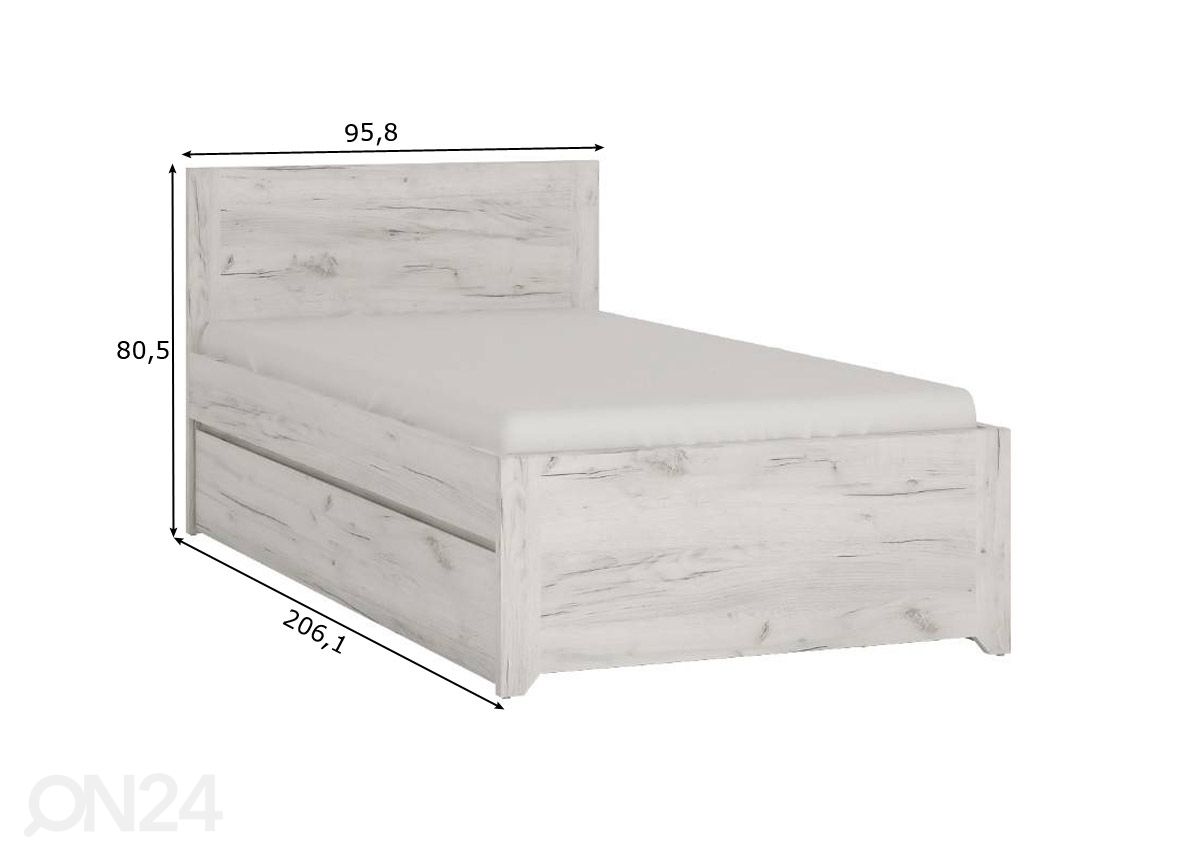 Sänky Angel 90x200 cm + vuodevaatelaatikko kuvasuurennos mitat