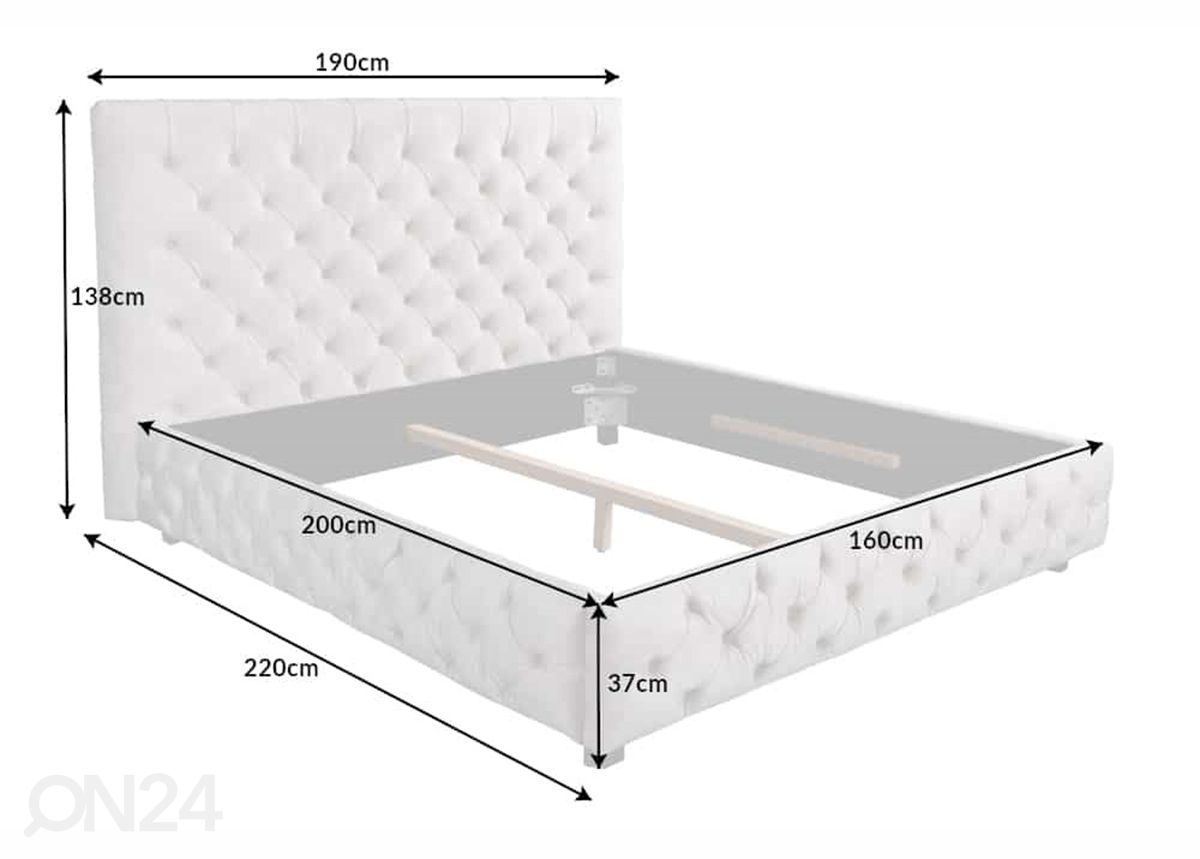 Sänky Chesterfield 160x200 cm kuvasuurennos mitat