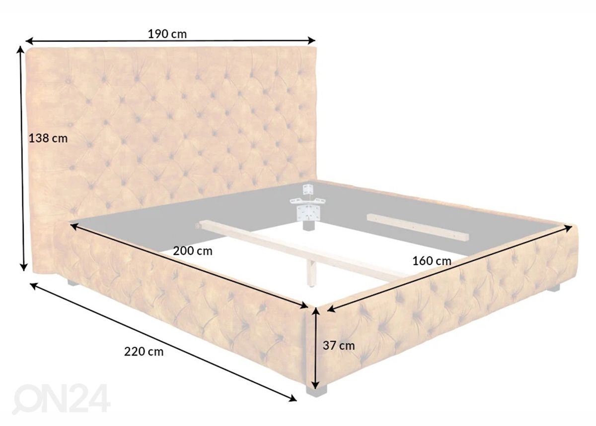 Sänky Chesterfield 160x200 cm kuvasuurennos mitat