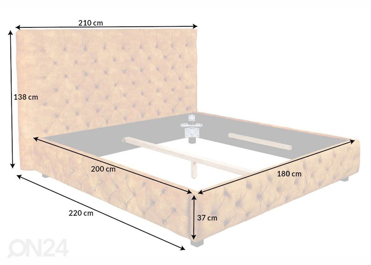 Sänky Chesterfield, 180x200 cm kuvasuurennos mitat