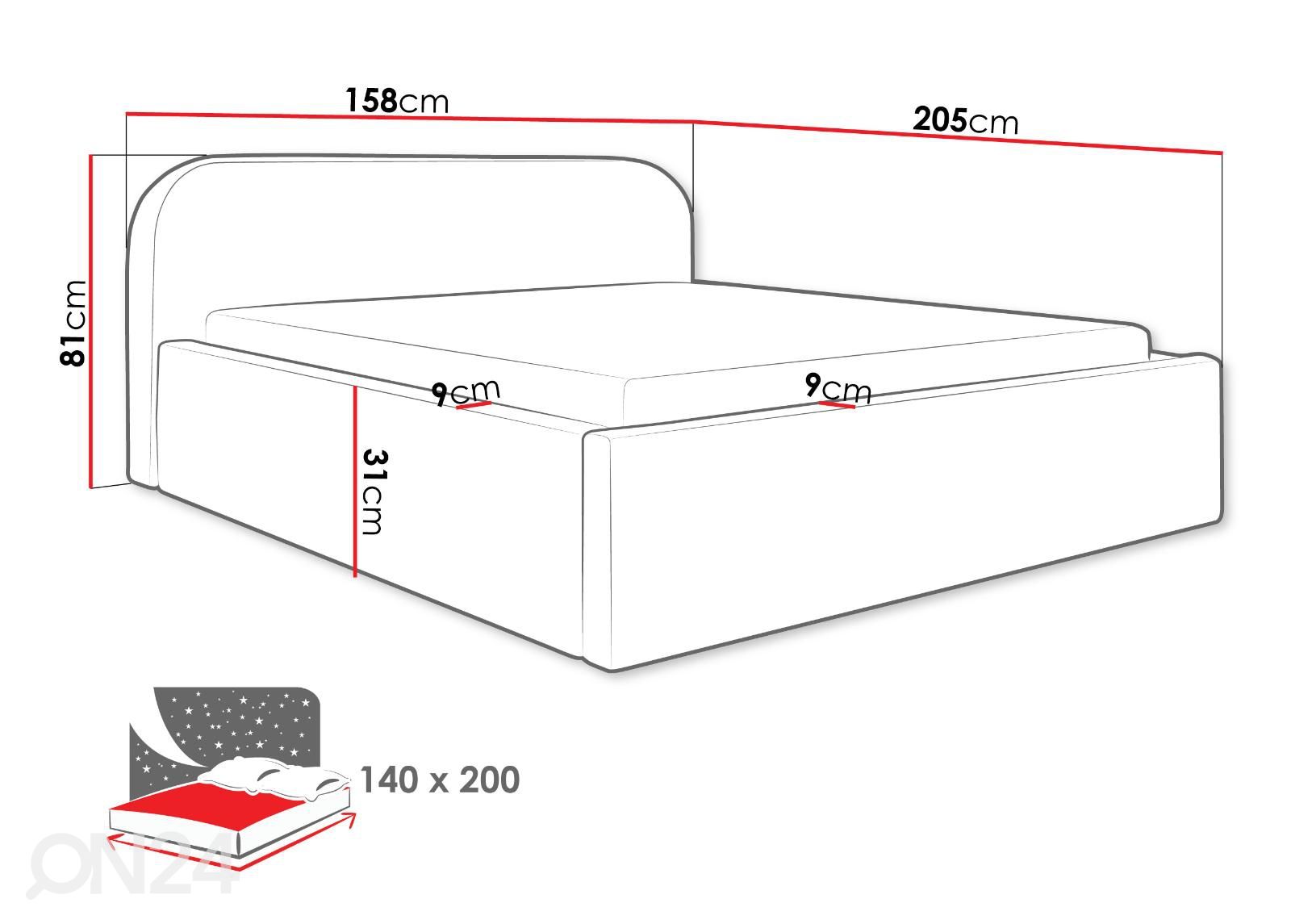 Sänky Deisi 140x200 cm kuvasuurennos mitat