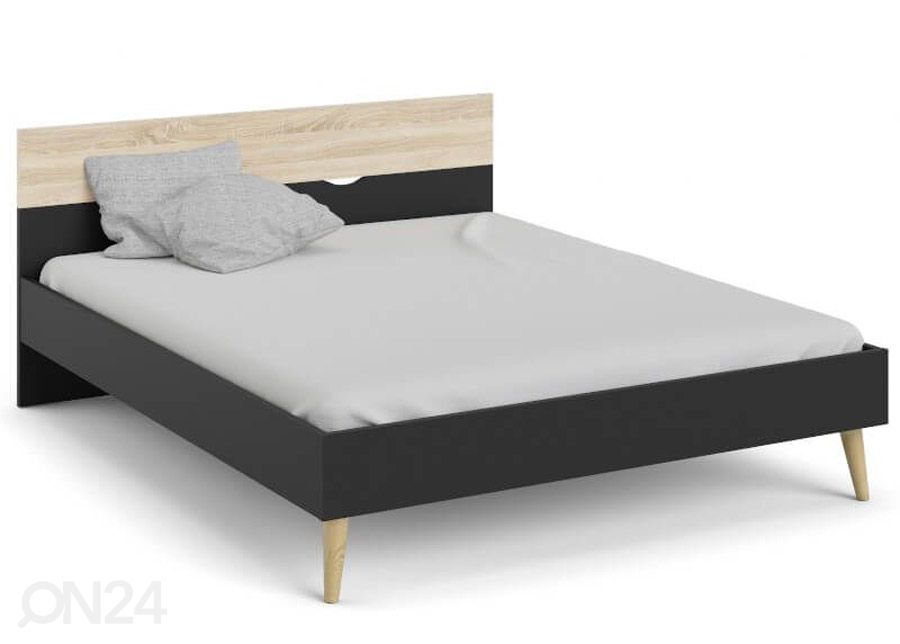 Sänky Delta 160x200 cm, musta/ tammi kuvasuurennos