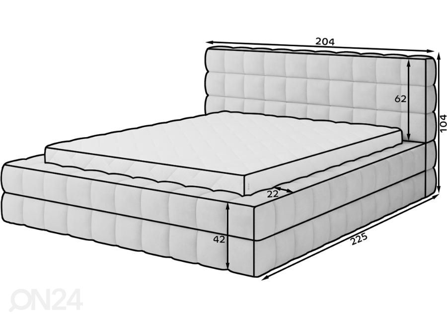 Sänky Diane 160x200 cm kuvasuurennos mitat