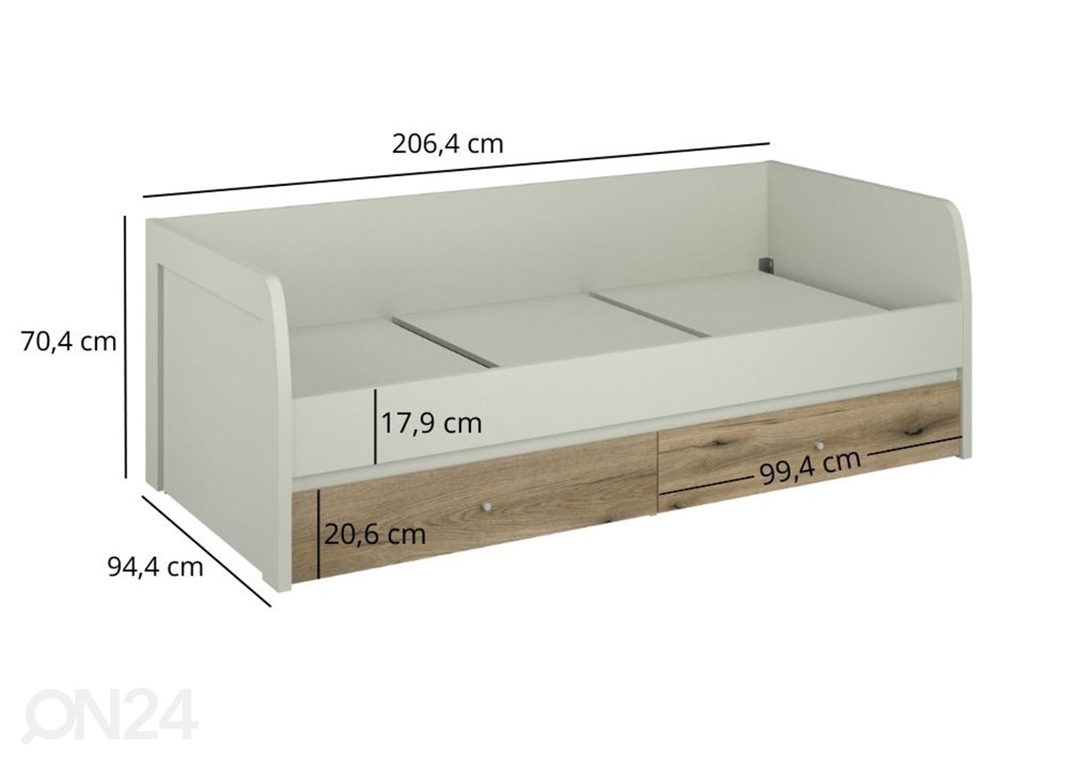 Sänky Karin 90x200 cm kuvasuurennos mitat